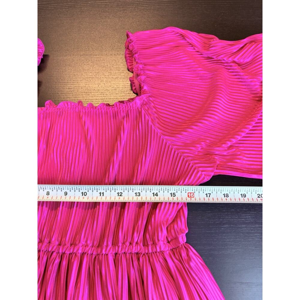 NWT Simply Southern Pleated Dress Large Fuchsia Pink Flutter Sleeve Mini Barbie - Picture 11 of 11